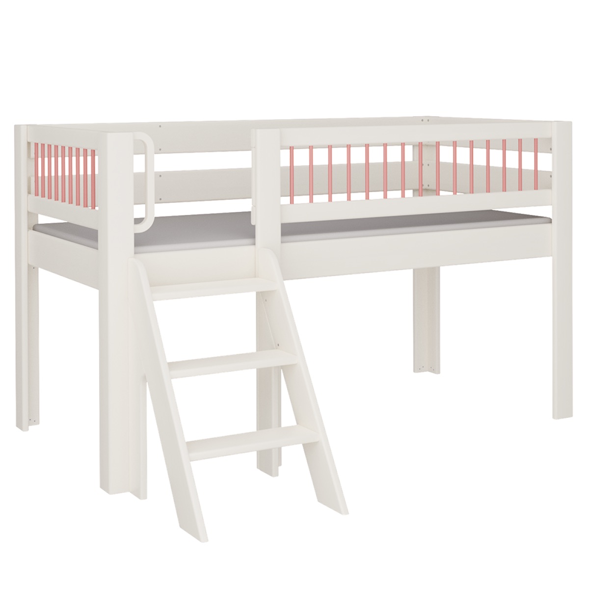 Lit Kubu mi-hauteur escalier DELUXE de Breuyn blanchi-rouge