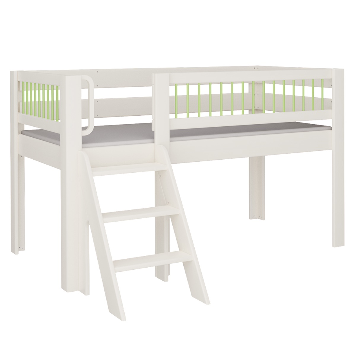 Lit Kubu mi-hauteur escalier DELUXE de Breuyn blanchi-vert