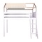 Lit mezzanine cabane KASVA hêtre laqué blanc-chêne huilé - textile de toit