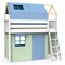 Lit mezzanine cabane KASVA textiles Viena green-blue