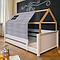Lit montessori barrière simple cabane KASVA hêtre massif laqué blanc Bobble grey