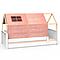 Lit montessori barrière simple cabane KASVA hêtre massif laqué blanc Bobble pink