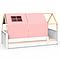 Lit montessori barrière simple cabane KASVA hêtre massif laqué blanc Viena pink