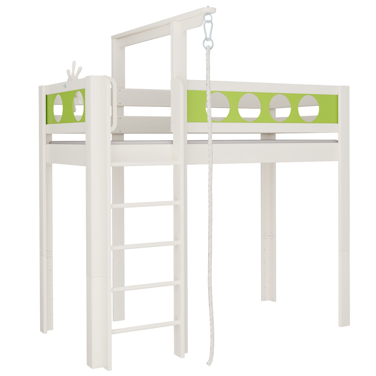 Lit Pirate mezzanine corde DELUXE de Breuyn blanchi-vert