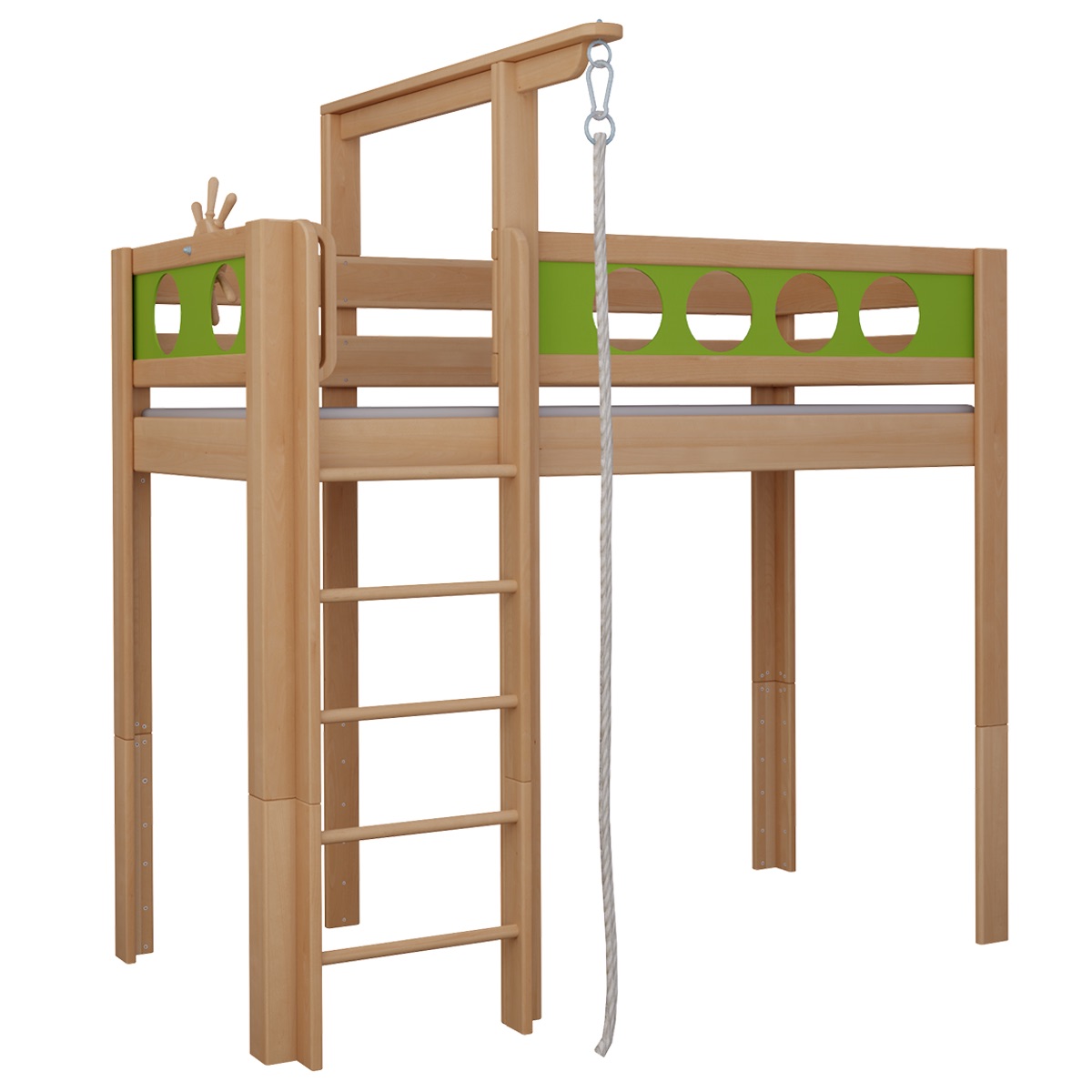 Lit Pirate mezzanine corde DELUXE de Breuyn naturel-vert