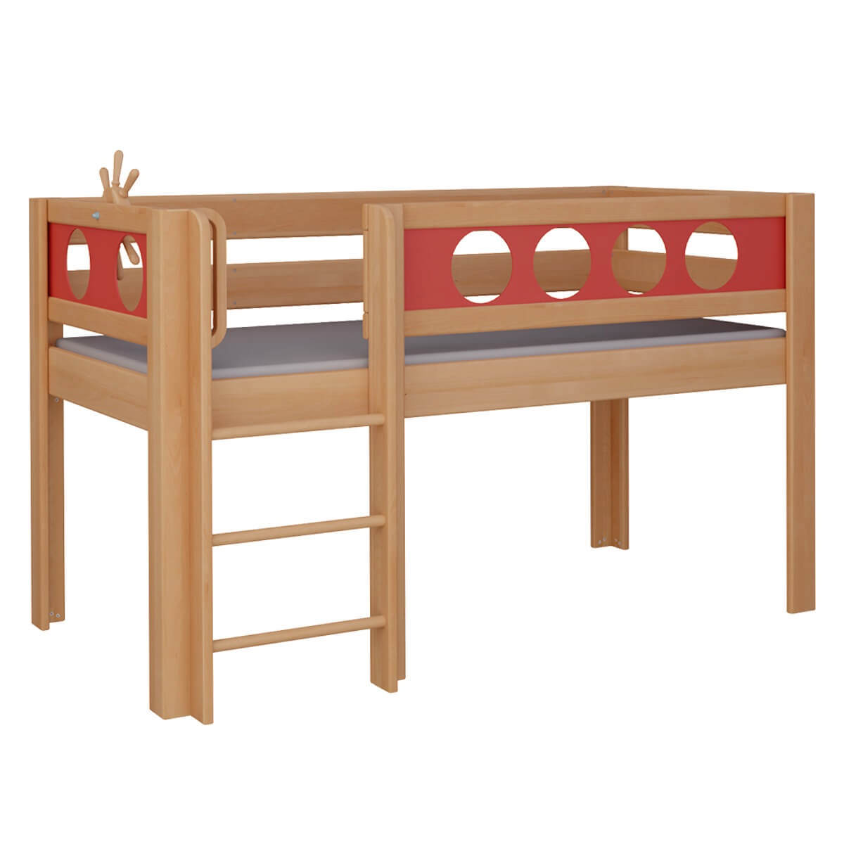 Lit Pirate mi-hauteur échelle DELUXE de Breuyn naturel-rouge