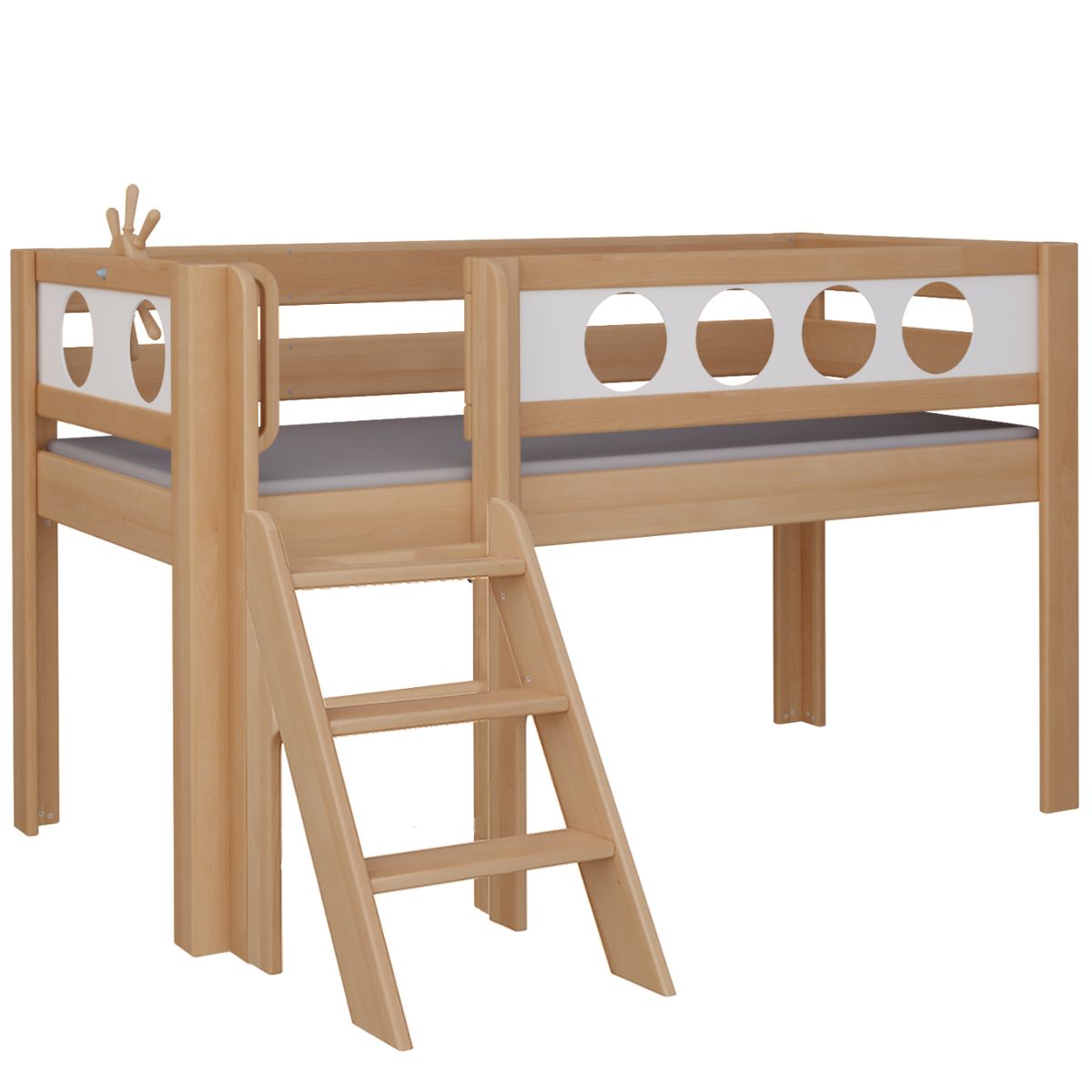 Lit Pirate mi-hauteur escalier DELUXE de Breuyn naturel-blanchi