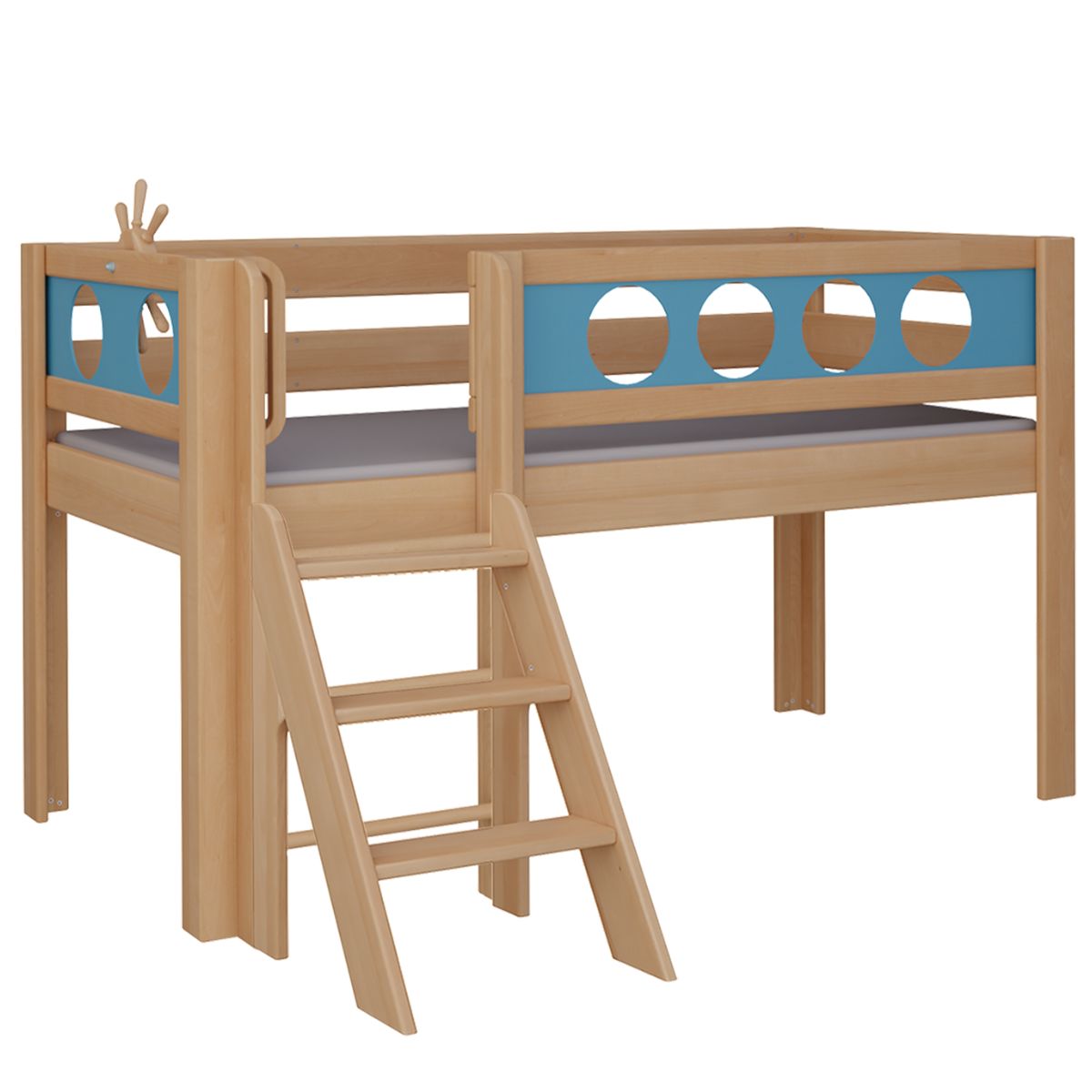 Lit Pirate mi-hauteur escalier DELUXE de Breuyn naturel-bleu