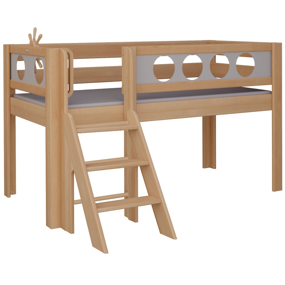 Lit Pirate mi-hauteur escalier DELUXE de Breuyn naturel-gris