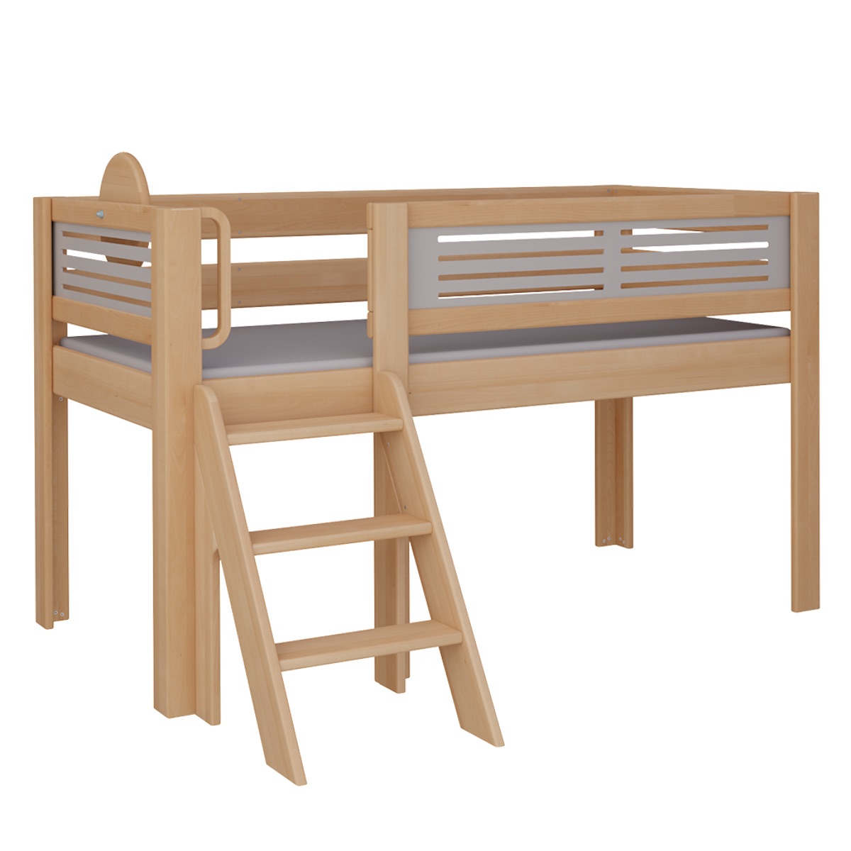 Lit Tatü mi-hauteur escalier DELUXE de Breuyn naturel-gris