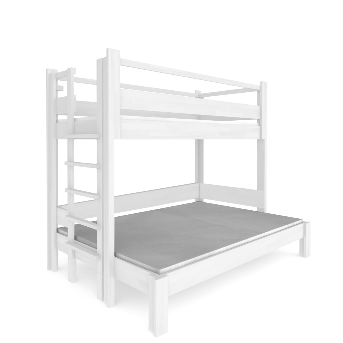 Lits superposés Twin-over-full barrière inférieur 90-140x200 cm DESTYLE de Breuyn laqué blanc