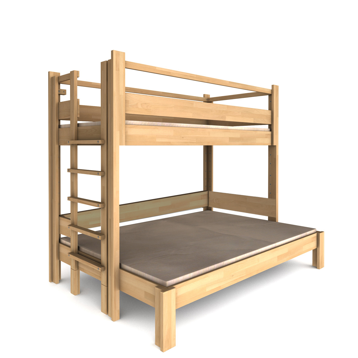 Lits superposés Twin-over-full barrière inférieur 90-140x200 cm DESTYLE de Breuyn naturel