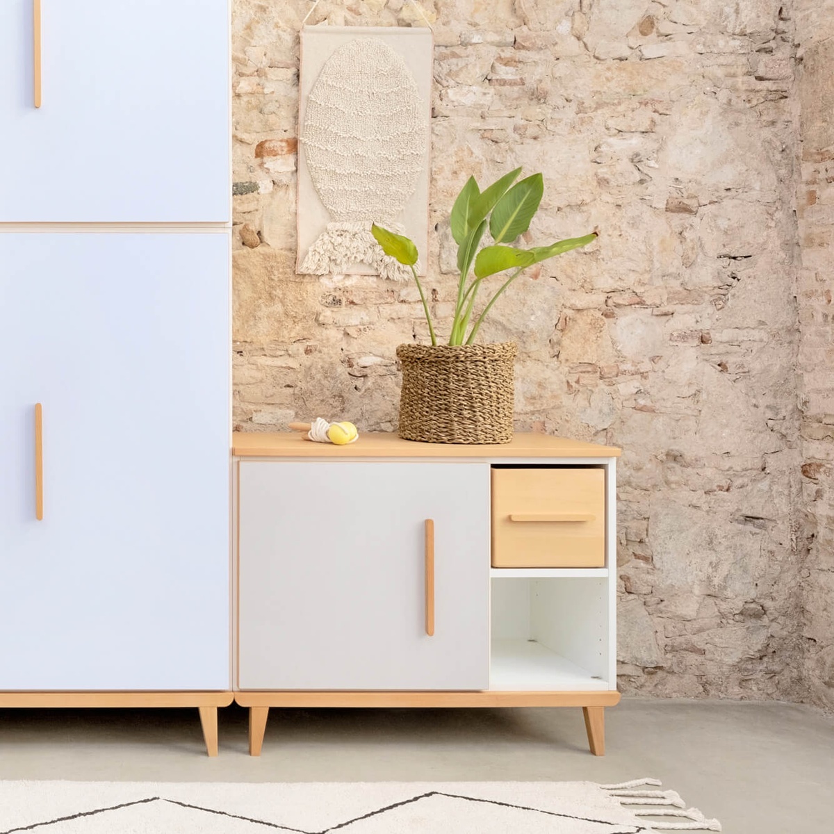 Little furniture 1 door 2 niches NADO Retro beech mint