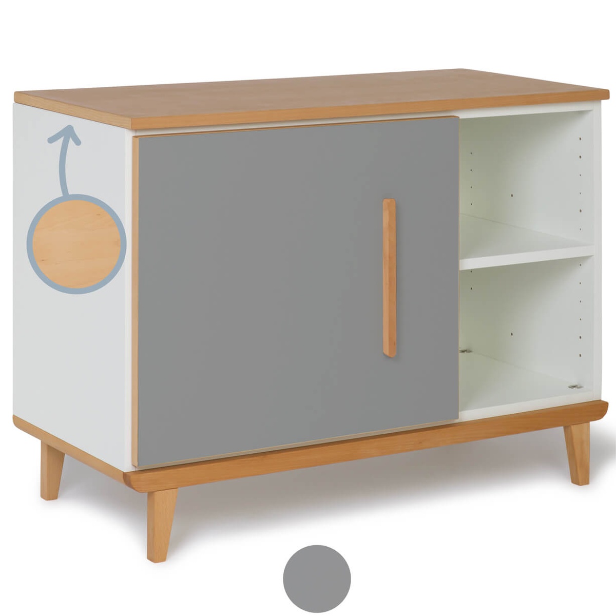 Little furniture 1 door 2 niches NADO Retro beech slate grey