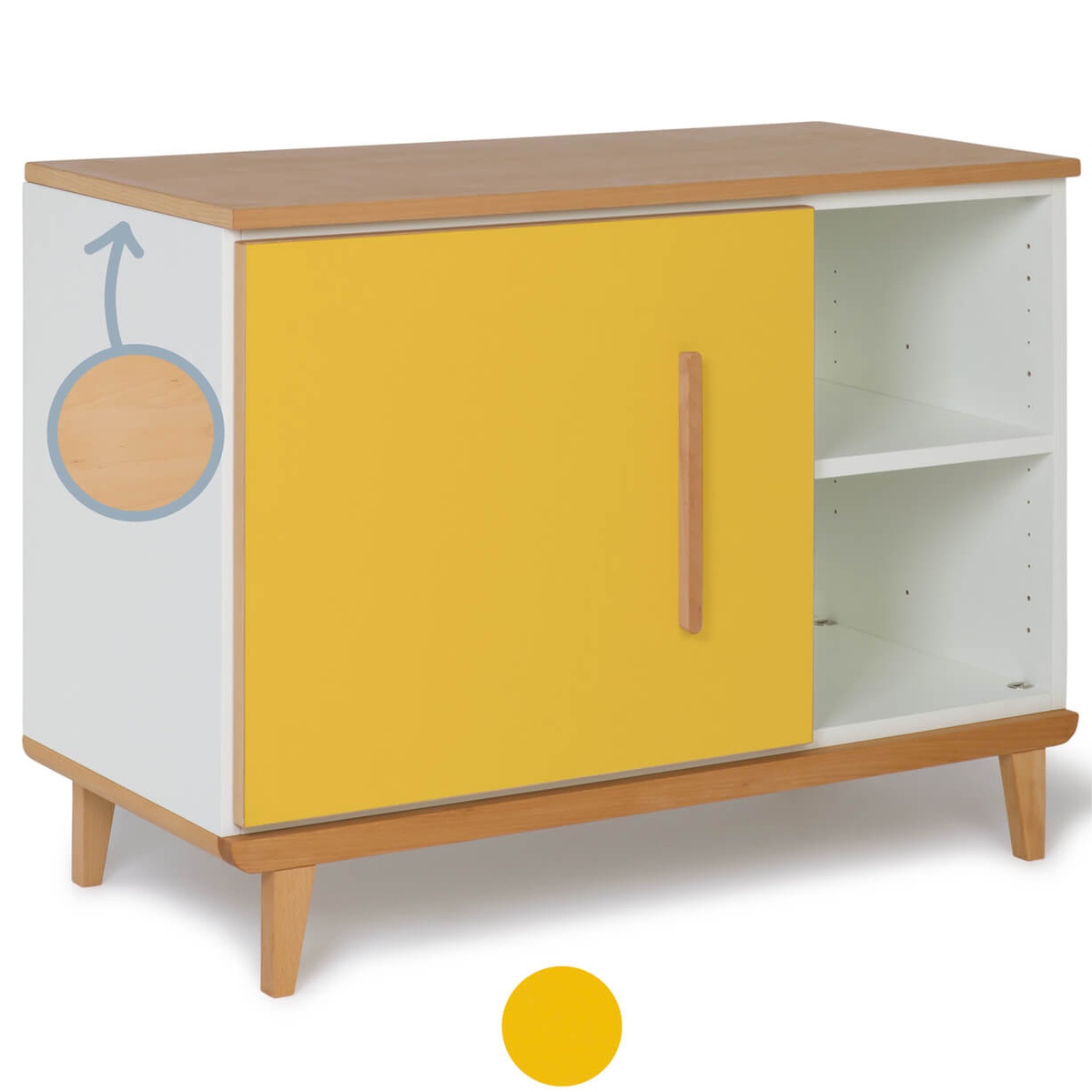 Little furniture 1 door 2 niches NADO Retro beech sunshine yellow