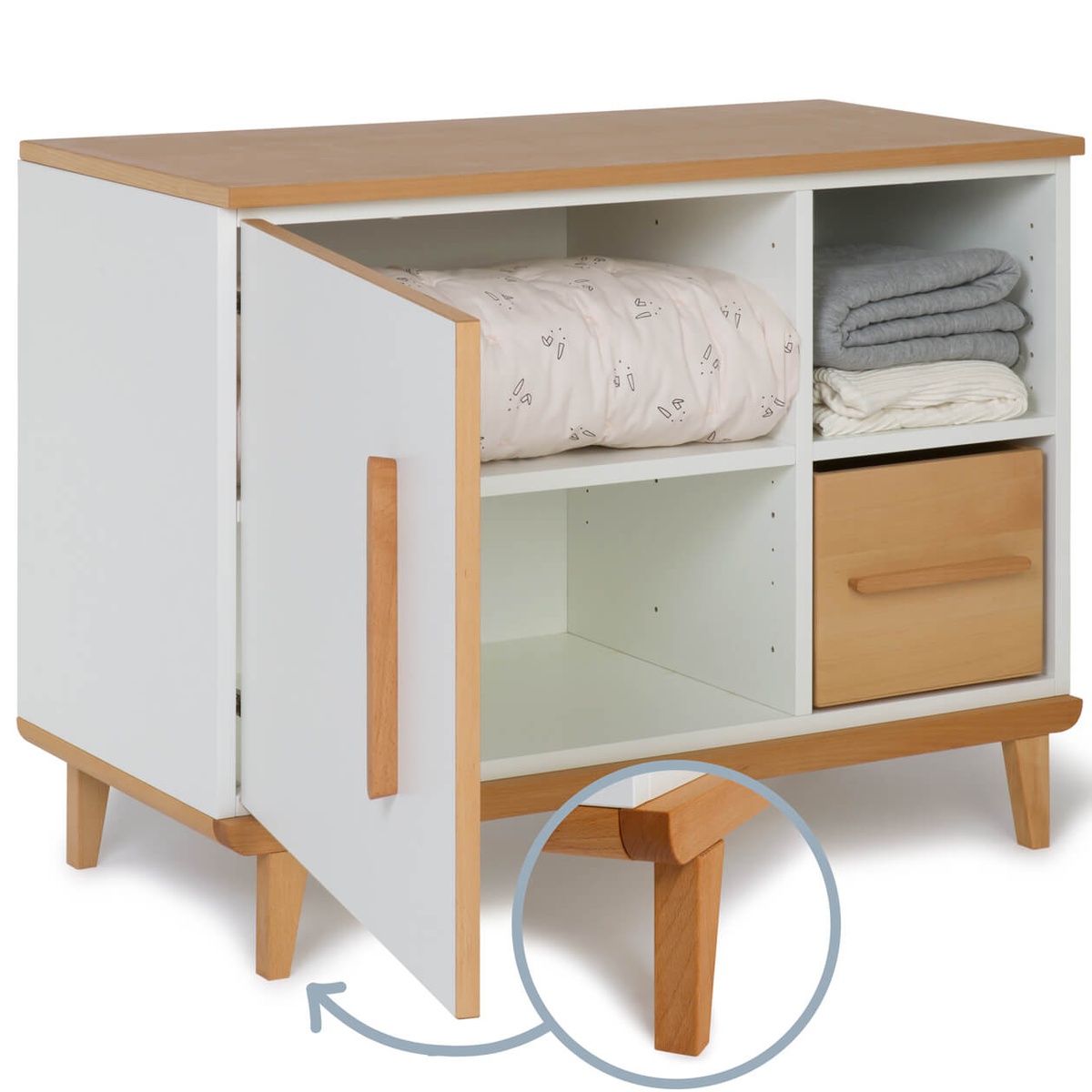 Little furniture 1 door 2 niches NADO Retro beech white