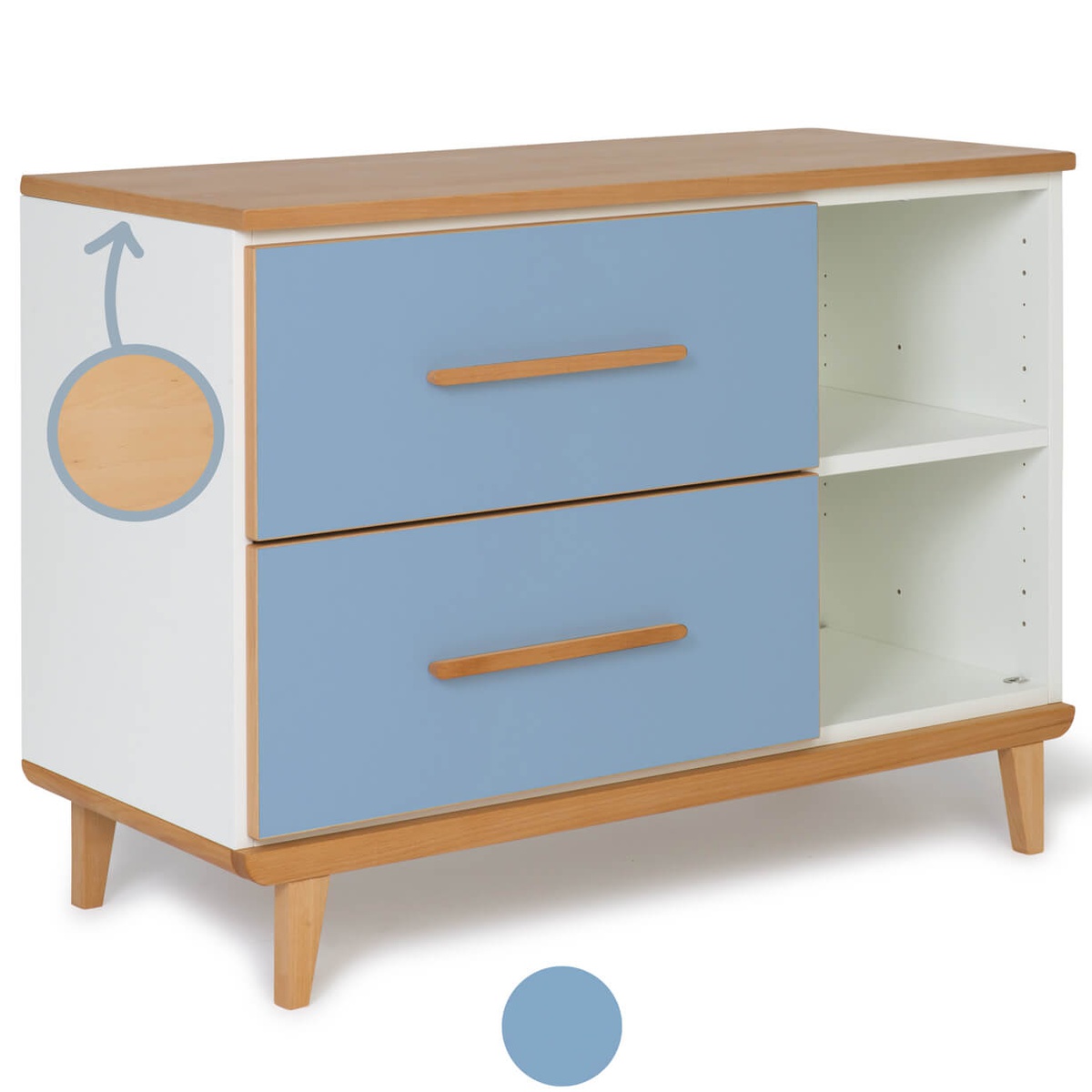 Little furniture 2 doors 2 niches NADO Retro beech capri blue