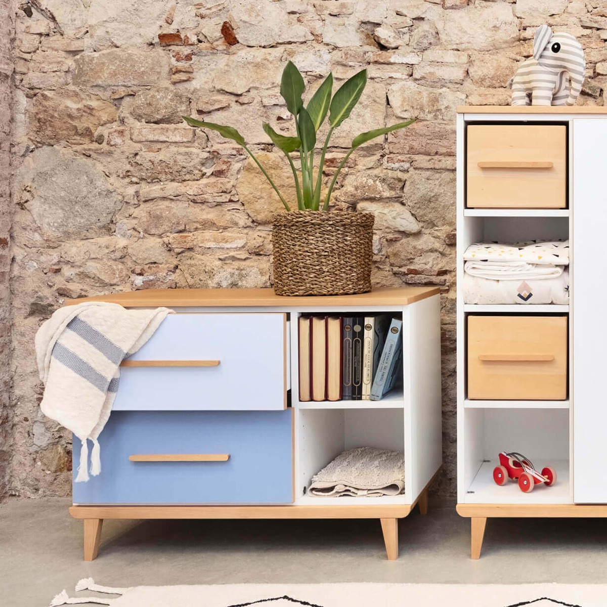 Little furniture 2 doors 2 niches NADO Retro beech white