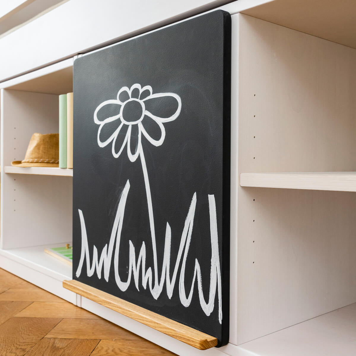 Loft bed half-height-shelf KASVA solid beech white lacquered 