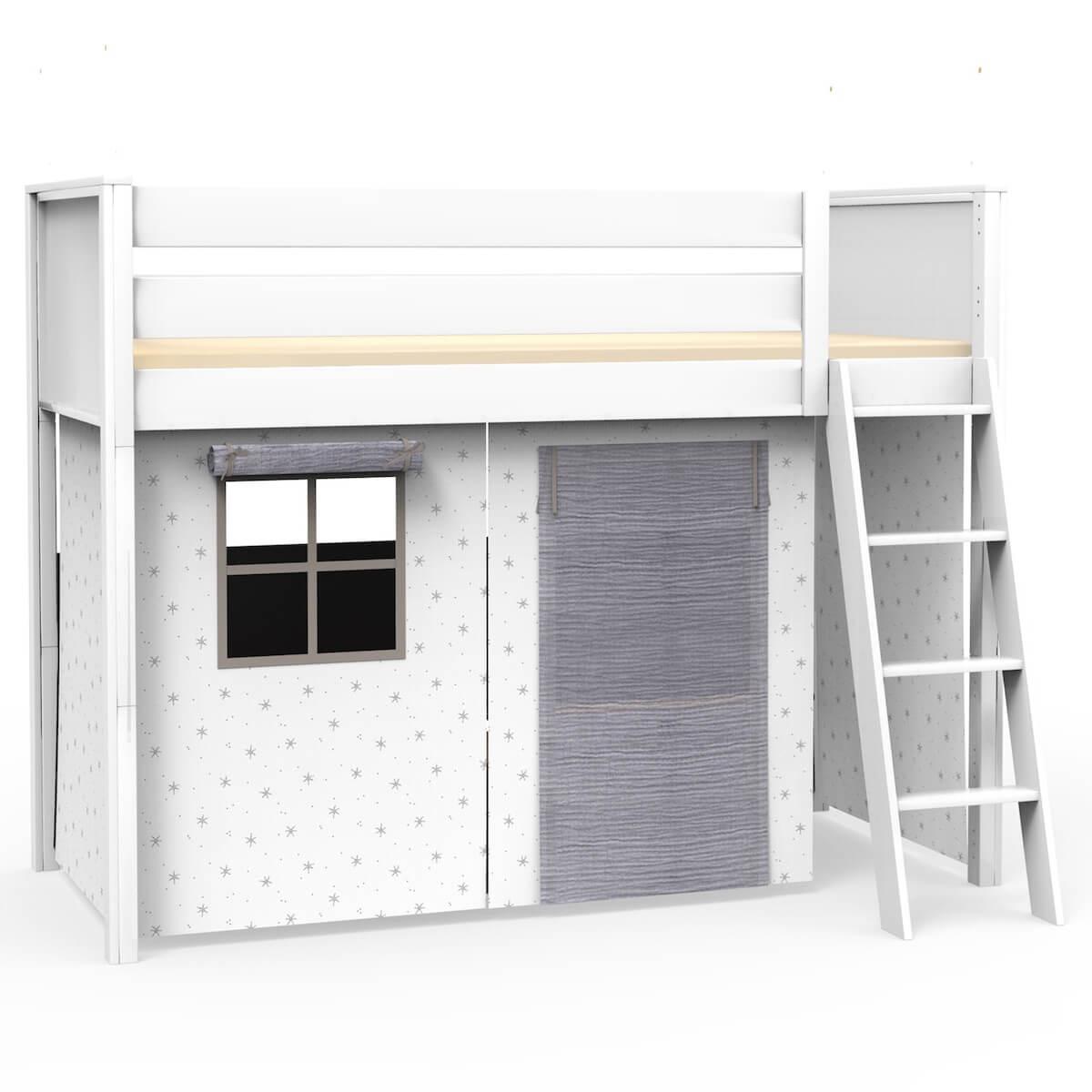 Loft bed KASVA with textiles Bobble grey