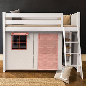 Loft bed KASVA with textiles Bobble pink 