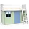 Loft bed KASVA with textiles Viena green and blue 