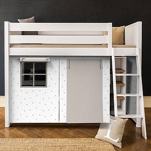 Loft bed KASVA with textiles Viena grey 