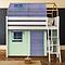 Loft bed roof high KASVA with textiles Bobble green-blue 