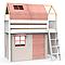 Loft bed roof high KASVA with textiles Bobble pink 