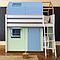 Loft bed roof high KASVA with textiles Viena green-blue 