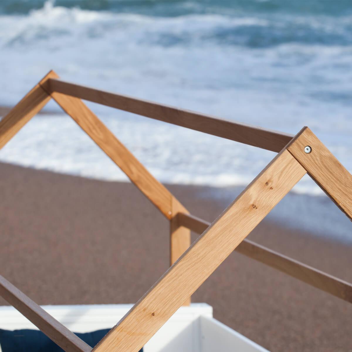 Lounger-roof floor-level fall protection high KASVA solid beech white varnished oak veneer-oiled