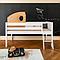 Low play bed cabin half-height KASVA solid beech white lacquered oak veneer oiled
