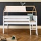Mid-sleeper bed cabin KASVA beech white lacquered-oak oiled textile roof