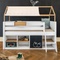Mid-sleeper bed cabin KASVA beech white lacquered-oak oiled textile roof