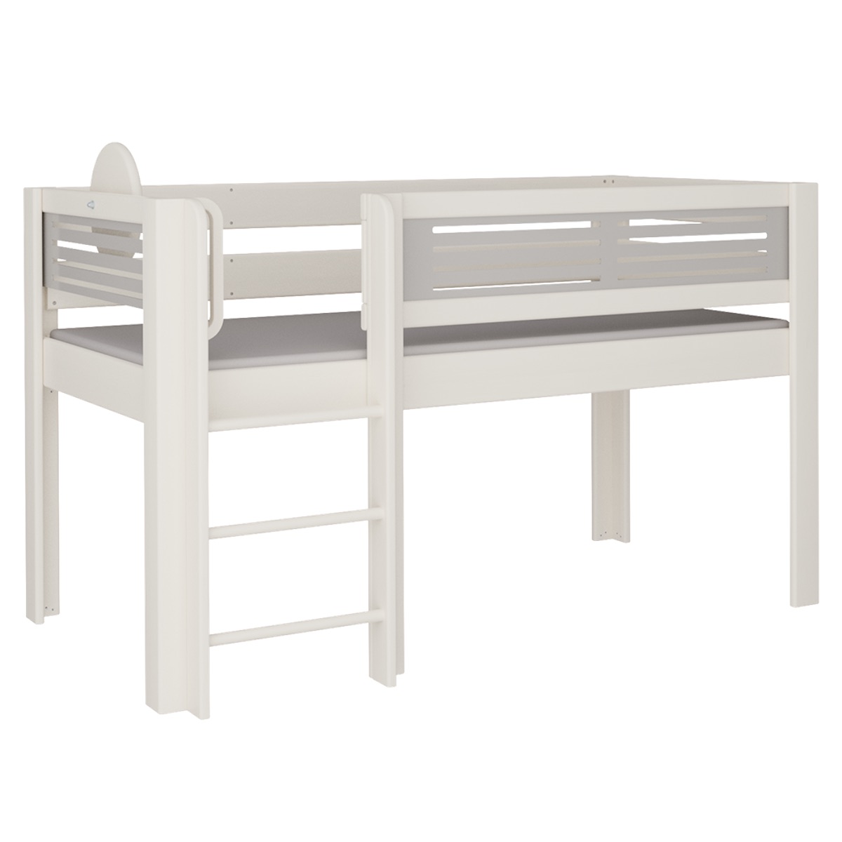 Mid-sleeper bed Tatü straight ladder DELUXE de Breuyn whitened-grey