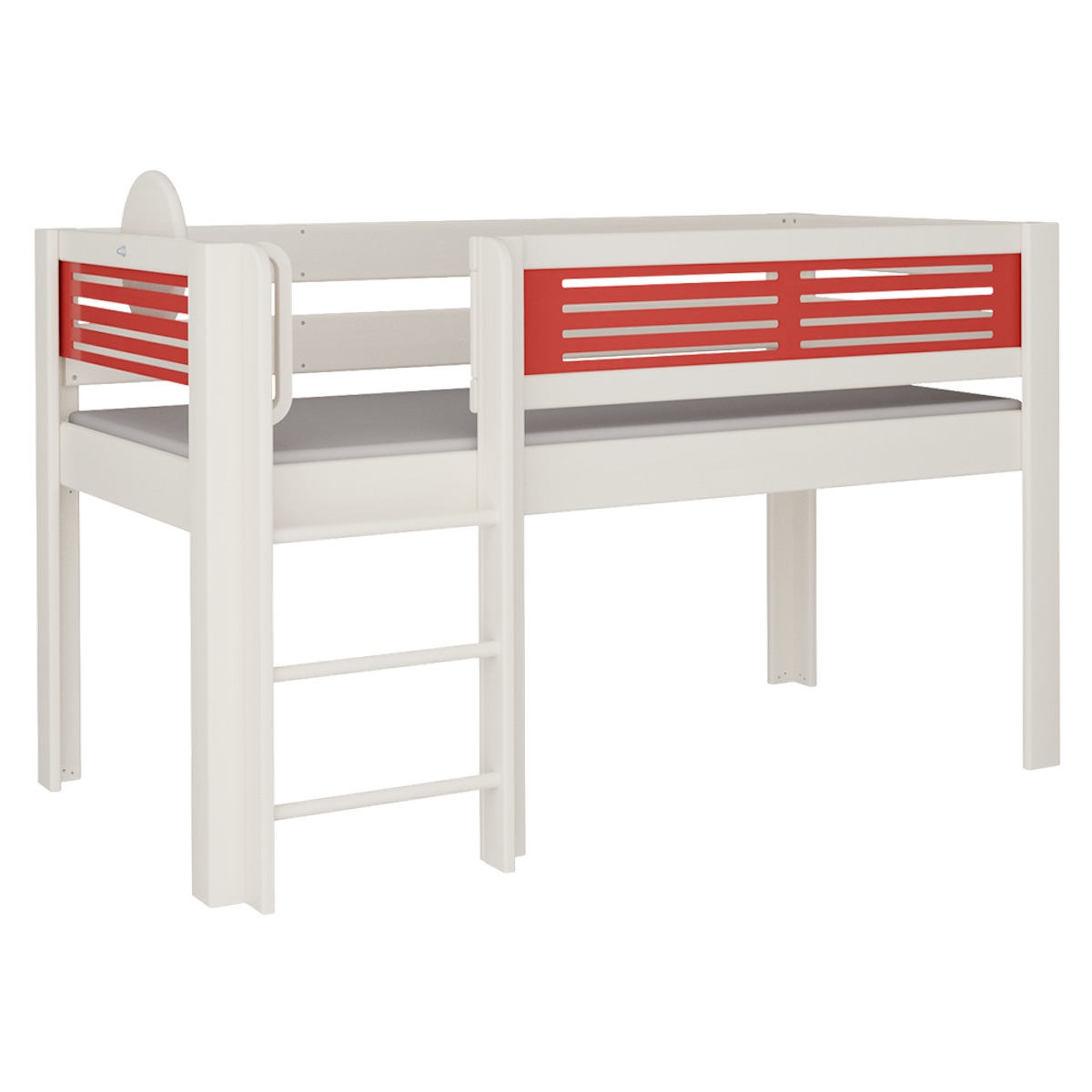 Mid-sleeper bed Tatü straight ladder DELUXE de Breuyn whitened-red