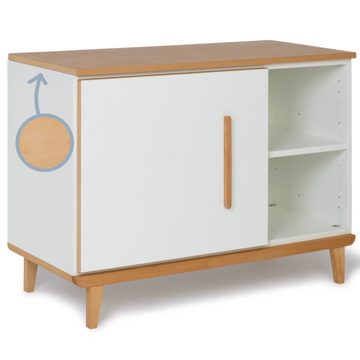 Mueble pequeño 1 puerta 2 huecos NADO Retro acabado haya white