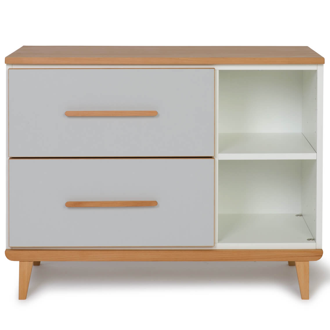 Mueble pequeño 2 cajones 2 huecos NADO Retro acabado haya manhattan grey