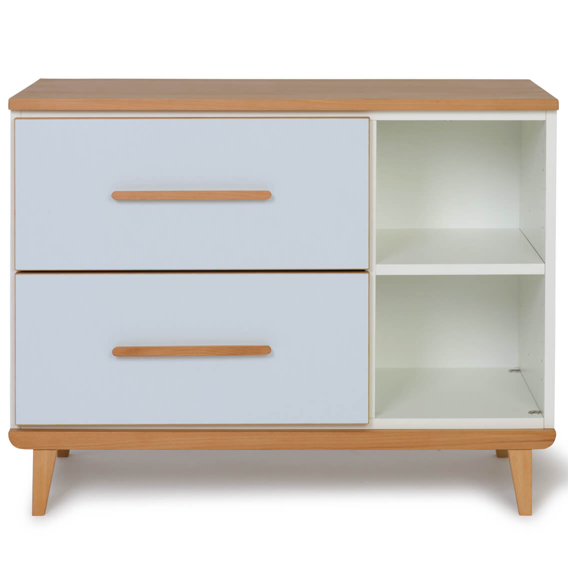 Mueble pequeño 2 cajones 2 huecos NADO Retro acabado haya sky blue