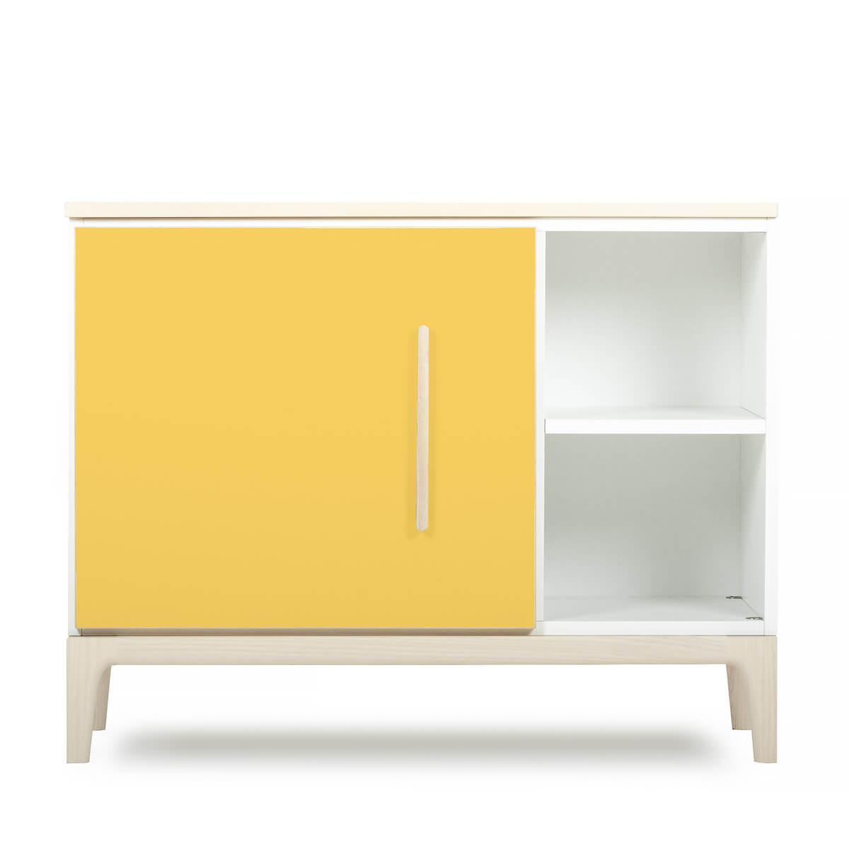 Petit meuble 1 porte 2 niches NADO Curve finition frêne sunshine yellow