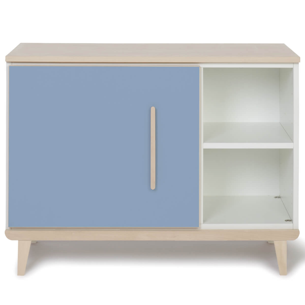 Petit meuble 1 porte 2 niches NADO Retro finition frêne capri blue
