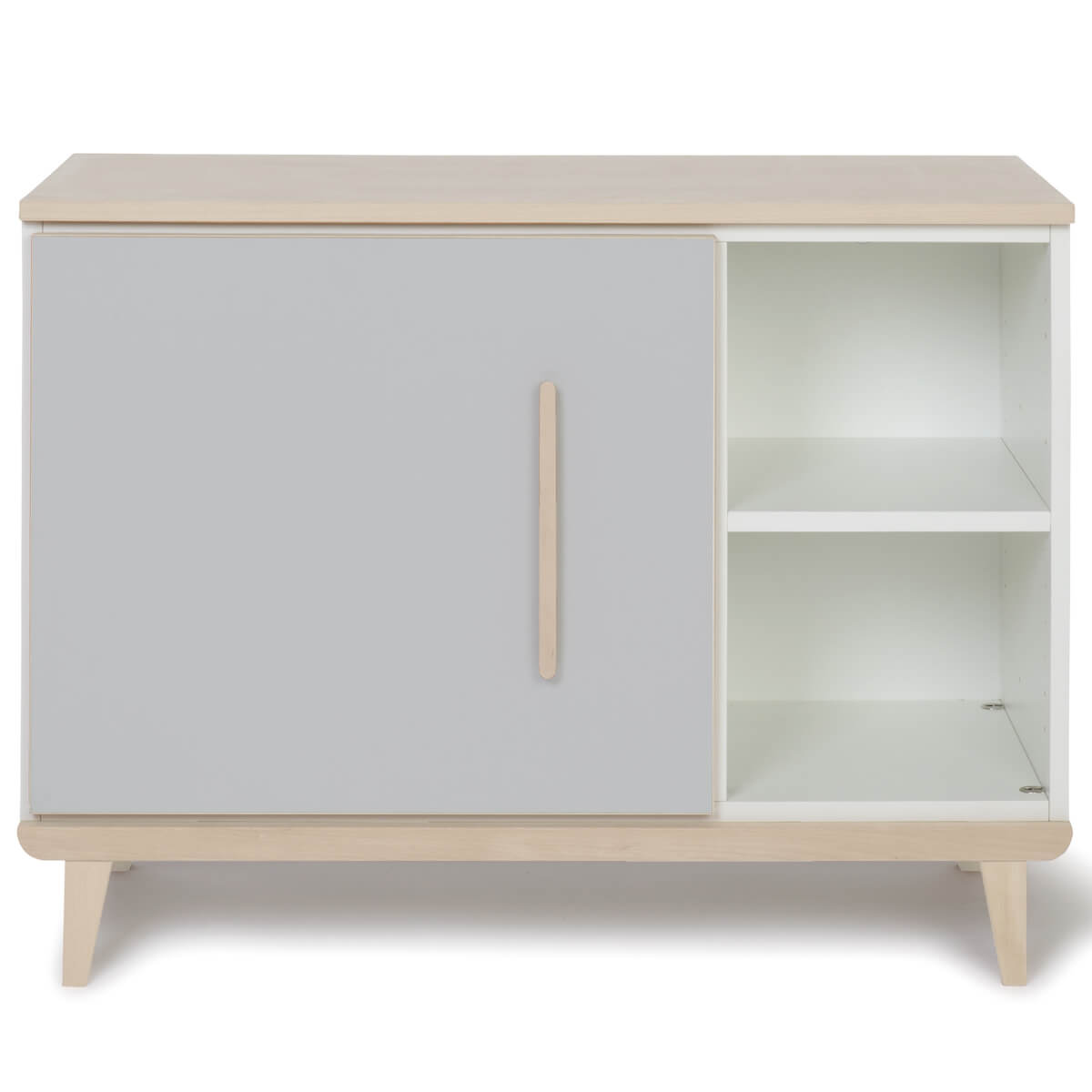 Petit meuble 1 porte 2 niches NADO Retro finition frêne manhattan grey