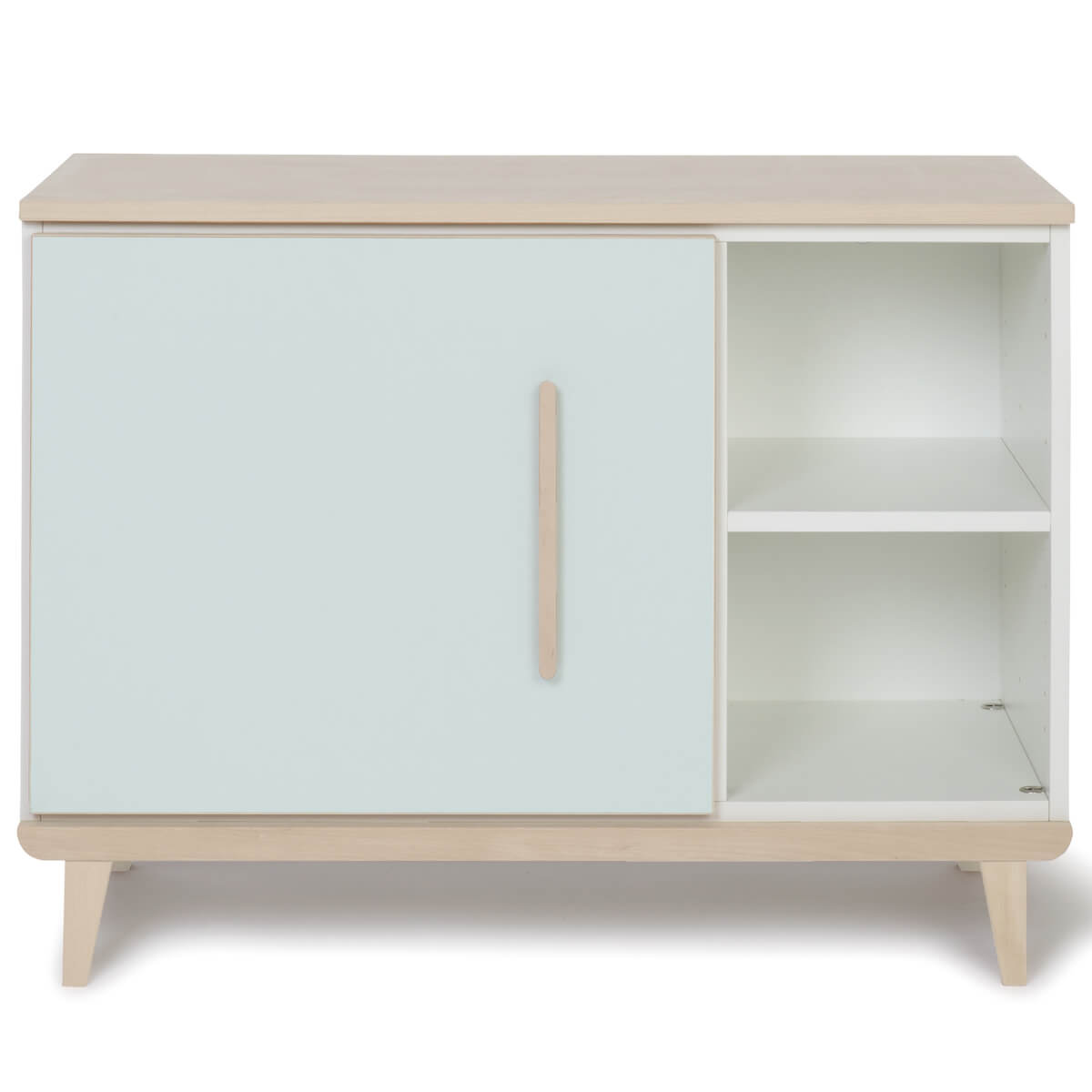 Petit meuble 1 porte 2 niches NADO Retro finition frêne mint