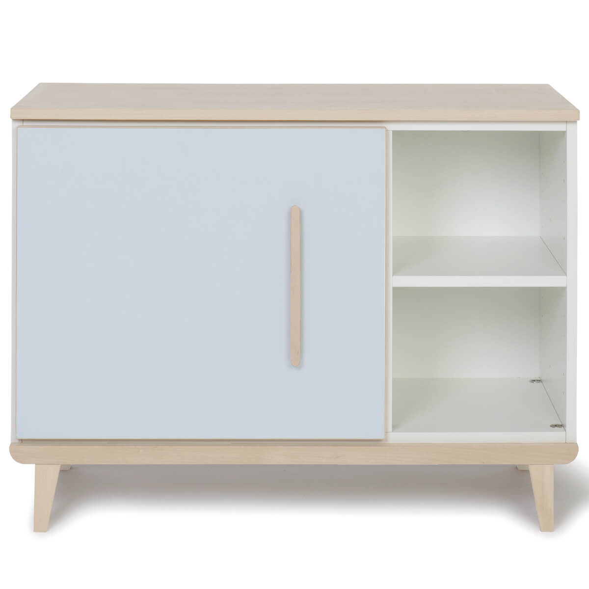 Petit meuble 1 porte 2 niches NADO Retro finition frêne sky blue