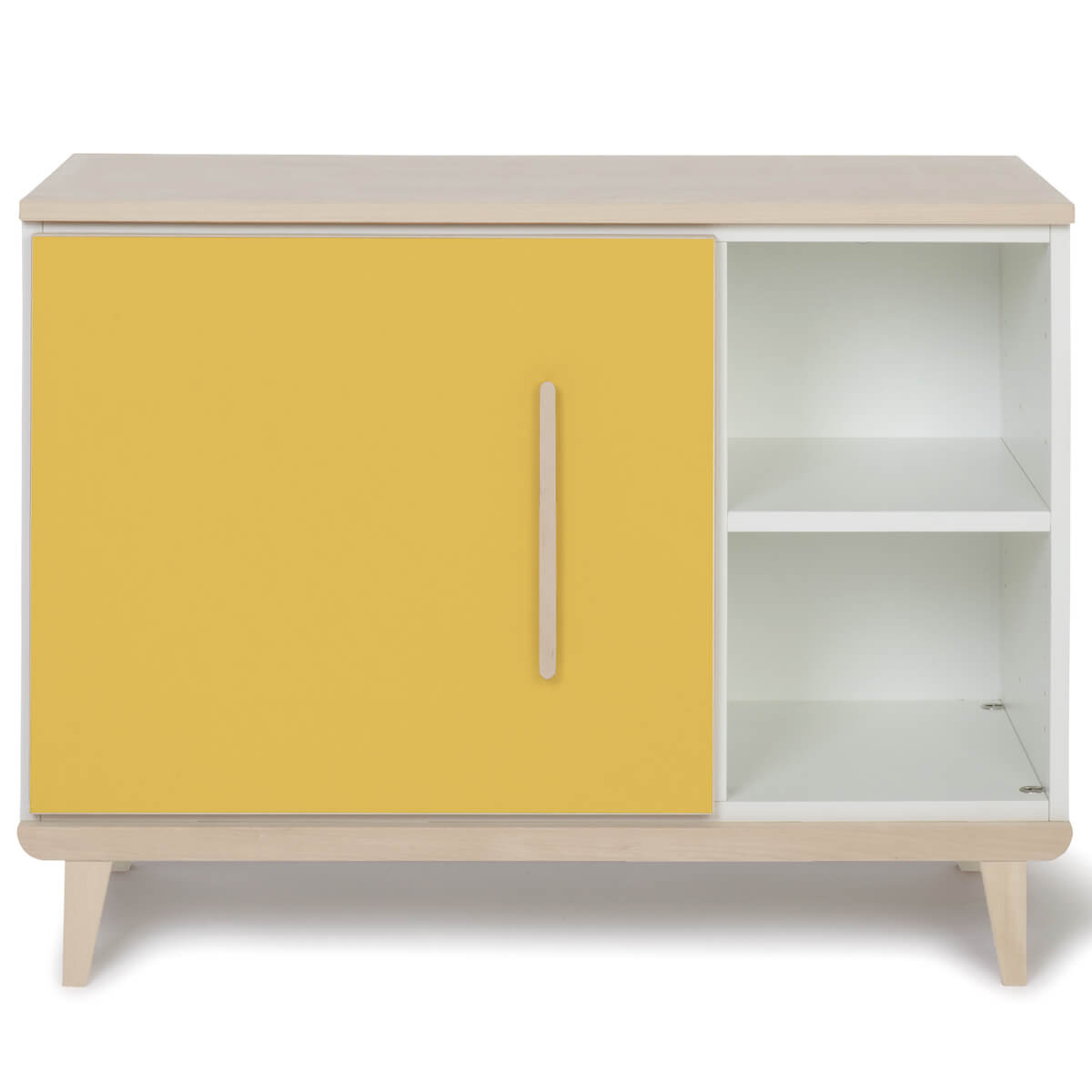 Petit meuble 1 porte 2 niches NADO Retro finition frêne sunshine yellow