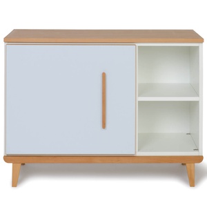 Petit meuble 1 porte 2 niches NADO Retro finition hêtre sky blue