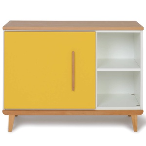 Petit meuble 1 porte 2 niches NADO Retro finition hêtre sunshine yellow