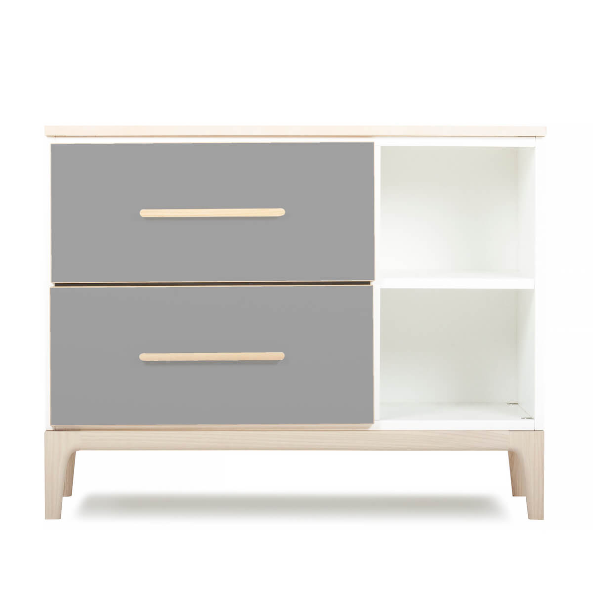 Petit meuble 2 tiroirs 2 niches NADO Curve finition frêne slate grey
