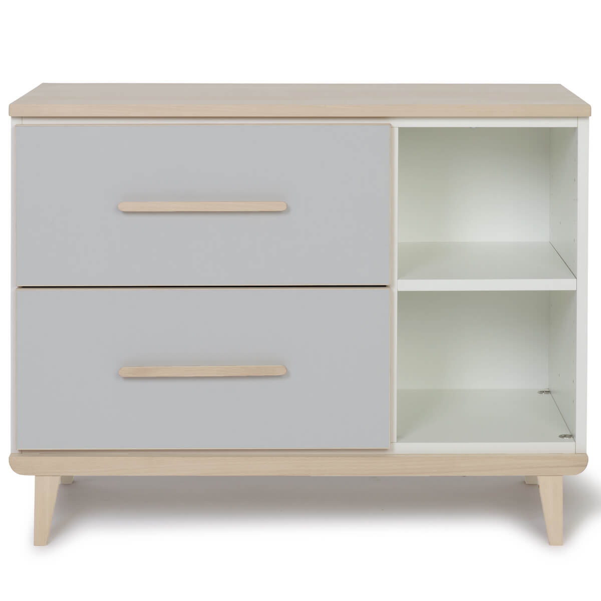 Petit meuble 2 tiroirs 2 niches NADO Retro finition frêne manhattan grey