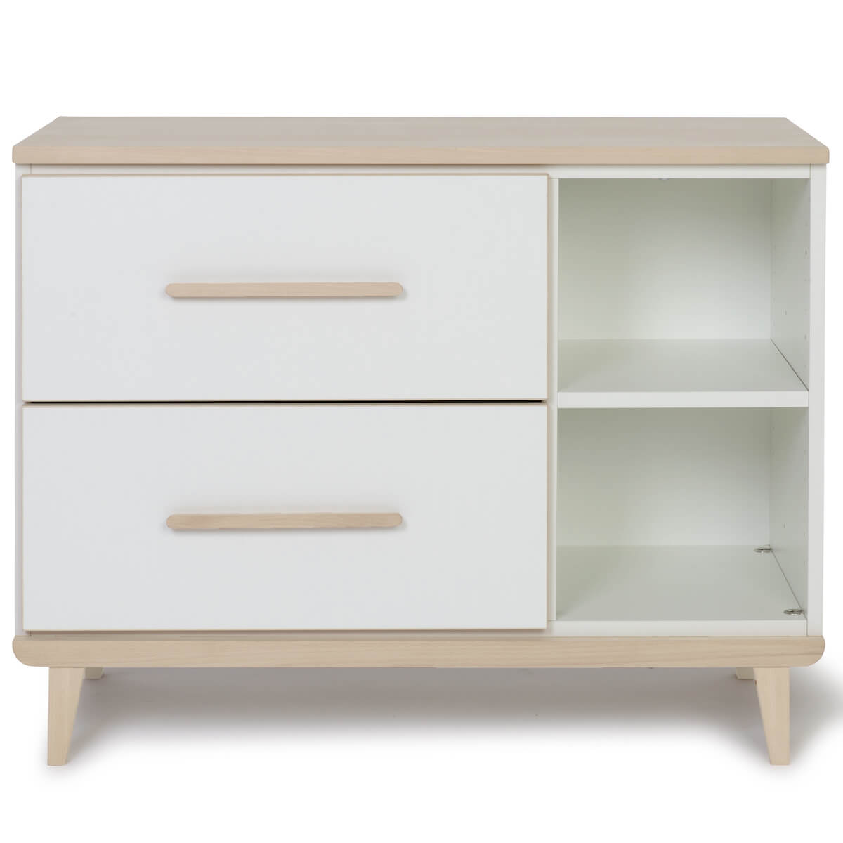 Petit meuble 2 tiroirs 2 niches NADO Retro finition frêne white
